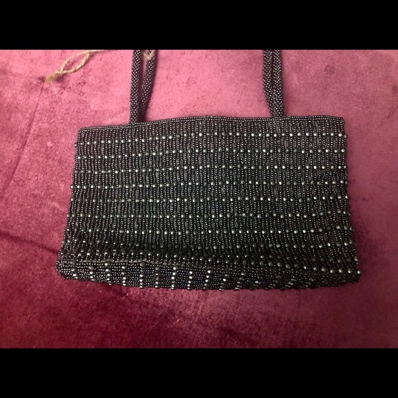 Hillard and Hanson Silver Beaded Mini Evening Bag - Picture 3 of 10